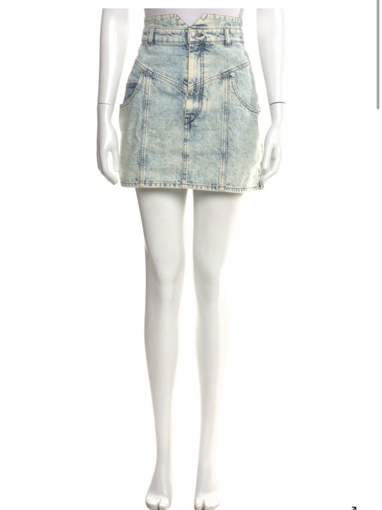 Isabel Marant Light Acid-Wash Denim Mini Skirt Sz 8 / Fr 40